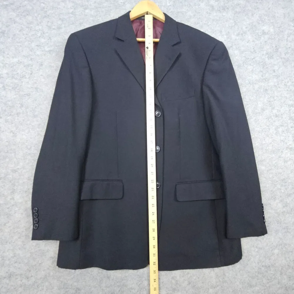 Giorgio Cosani Men's Black Blazer Size 44R 100% Wool Super 140s Hand Tailored‎